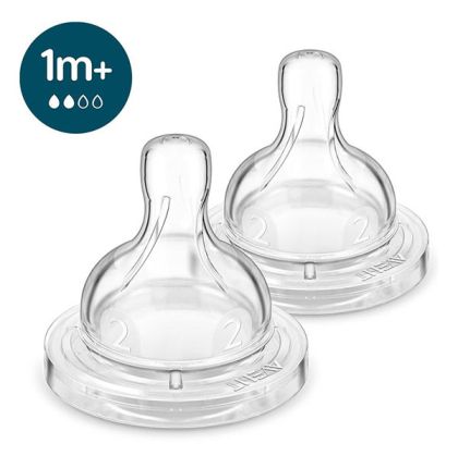 Philips Avent Биберон за шише 2 броя Anti-Colic 1м+ (Flow 2) SCY762/02